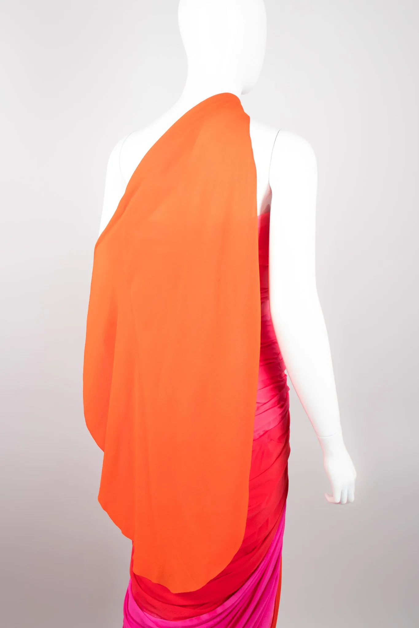 Ombre Ruched Gown & Shawl