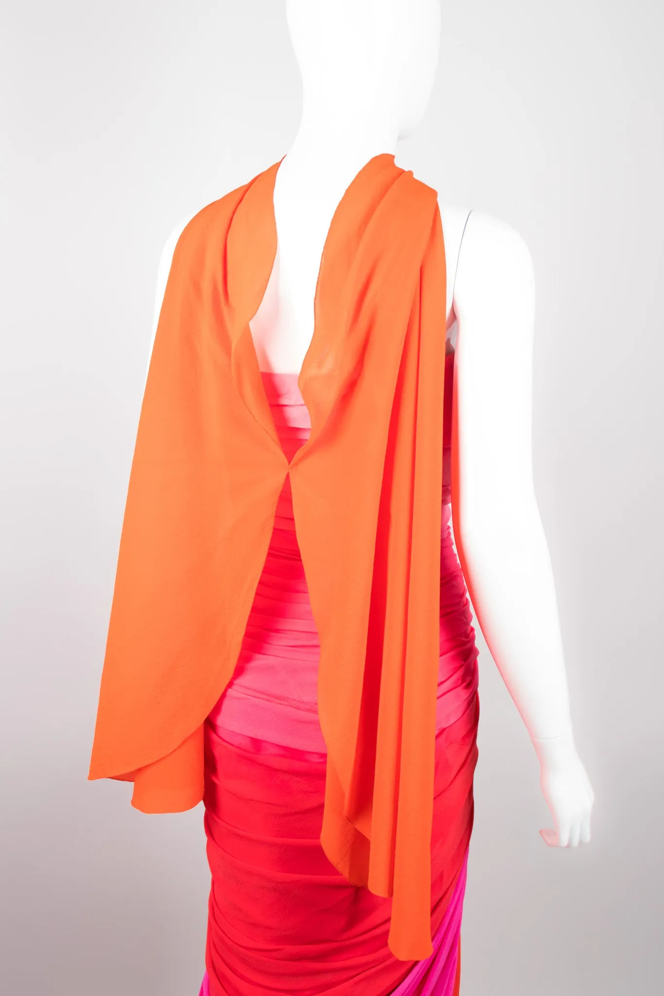 Ombre Ruched Gown & Shawl