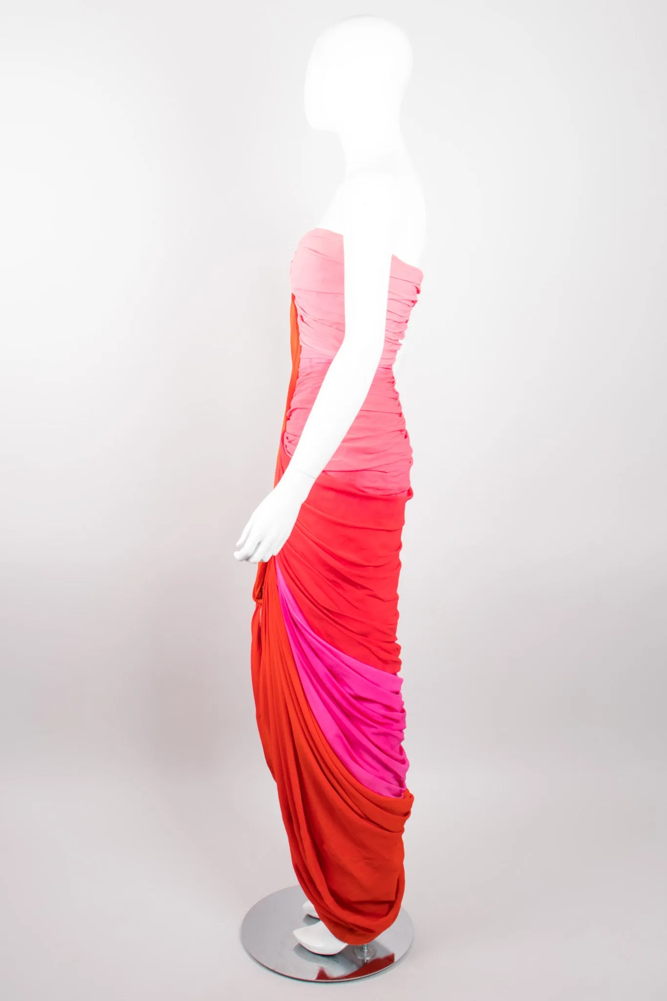 Ombre Ruched Gown & Shawl