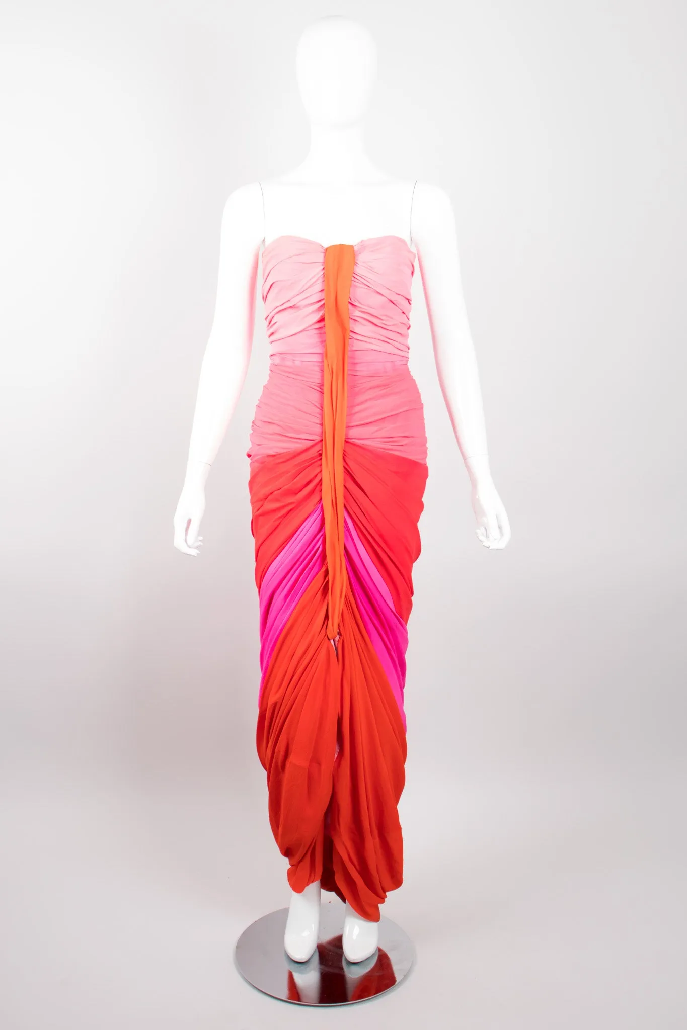 Ombre Ruched Gown & Shawl