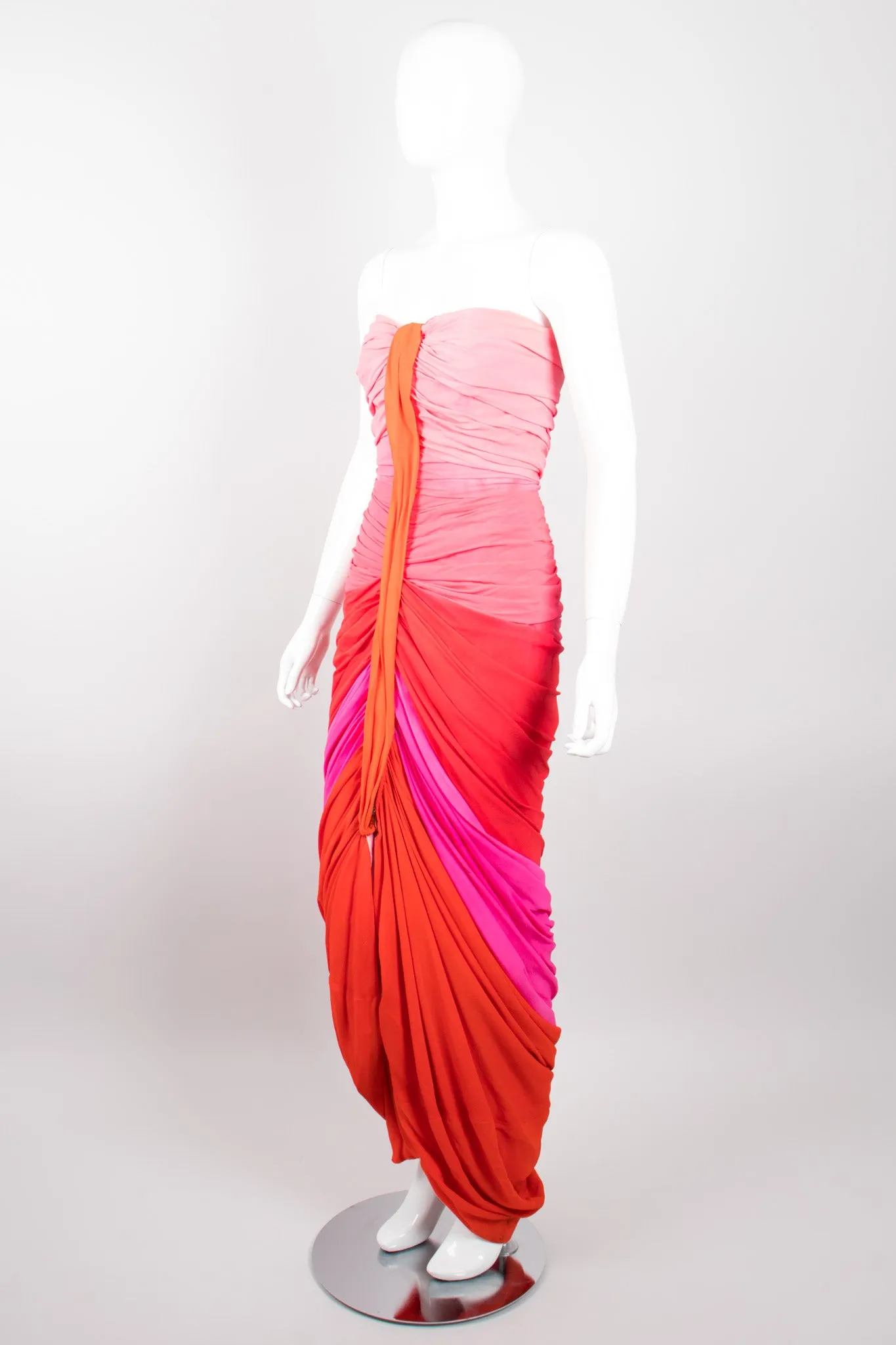 Ombre Ruched Gown & Shawl