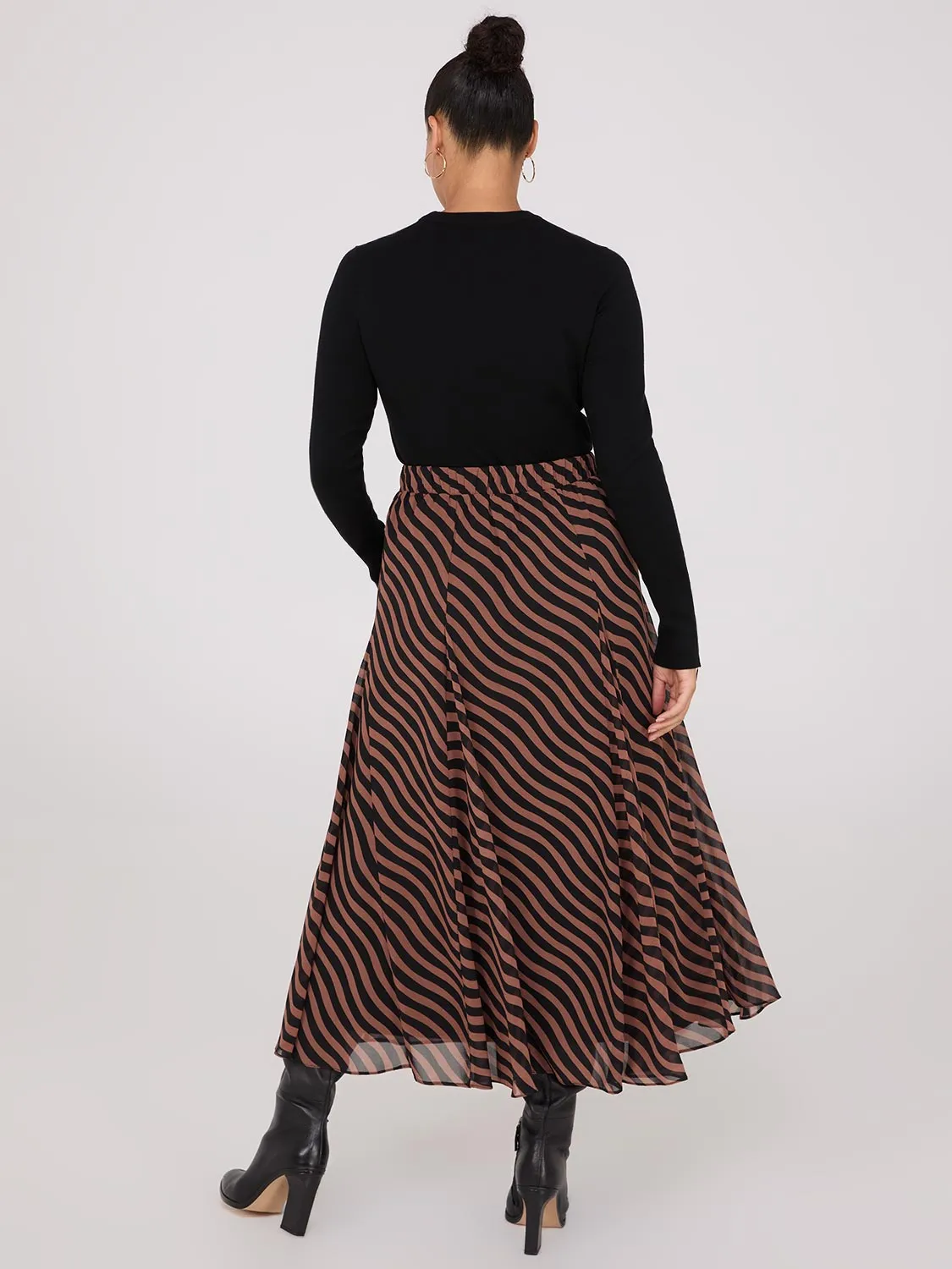 Printed Chiffon Button-Front Skirt