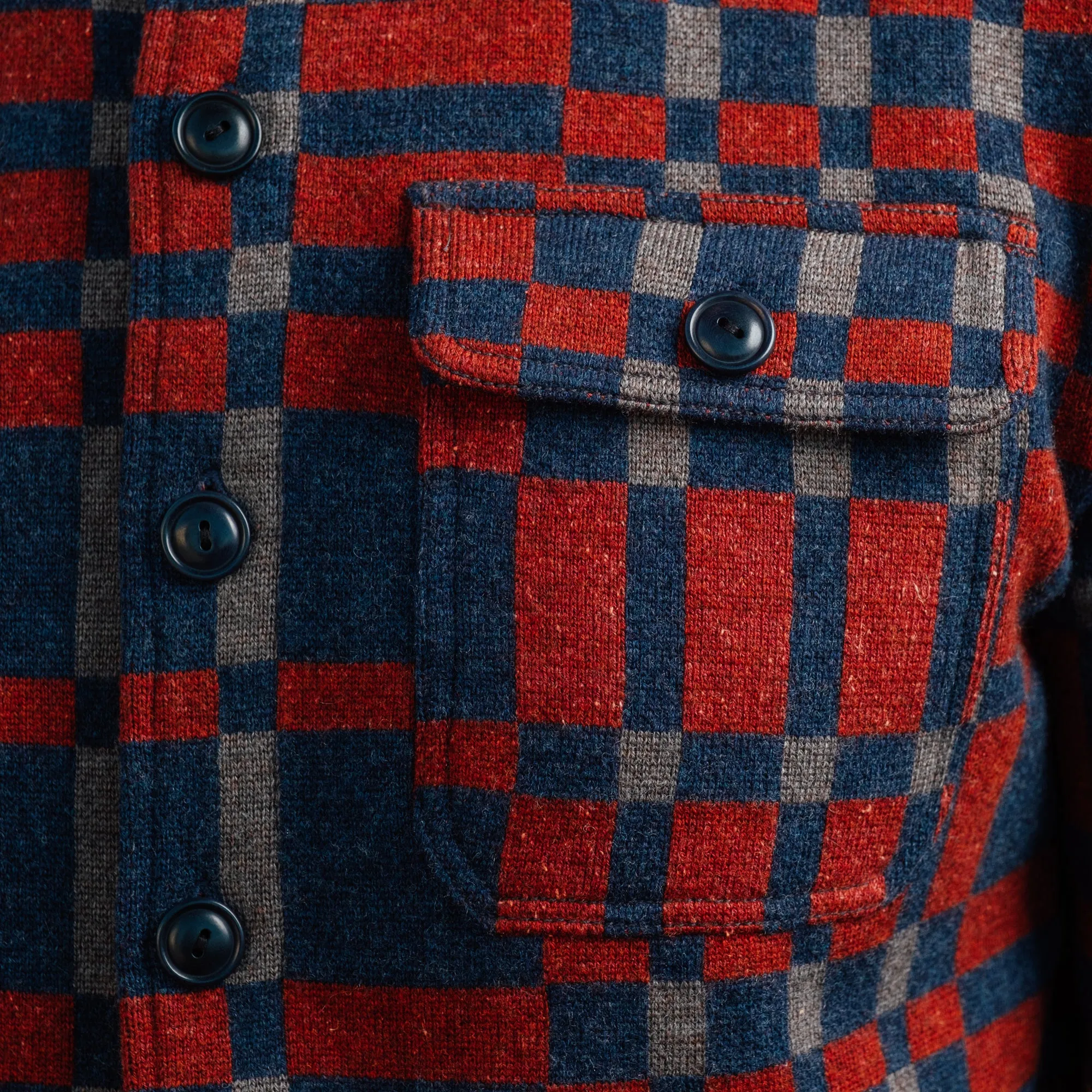 RRL Plaid Wool-Blend Workshirt Sweater Red/ Brown/ Multi FINAL SALE