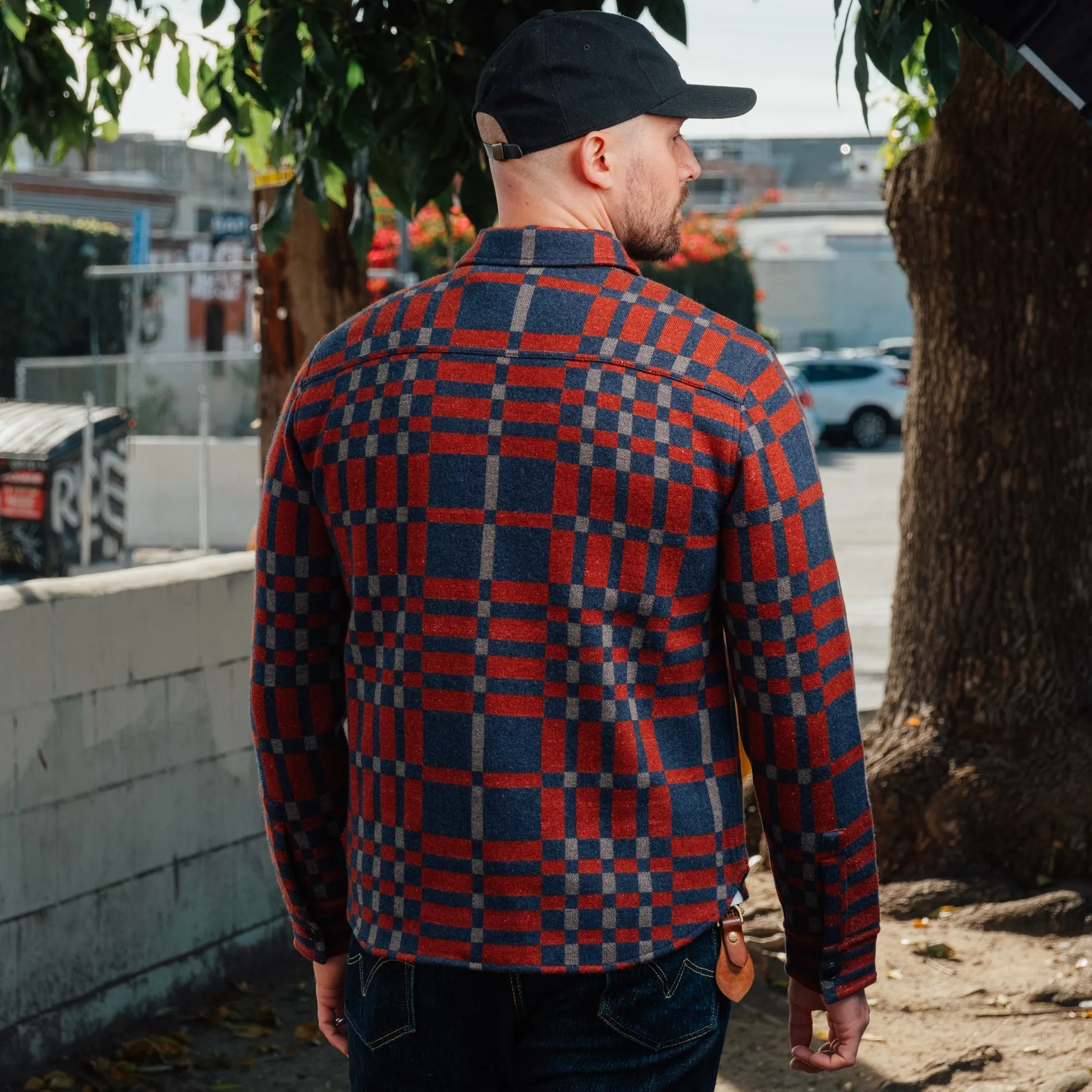 RRL Plaid Wool-Blend Workshirt Sweater Red/ Brown/ Multi FINAL SALE