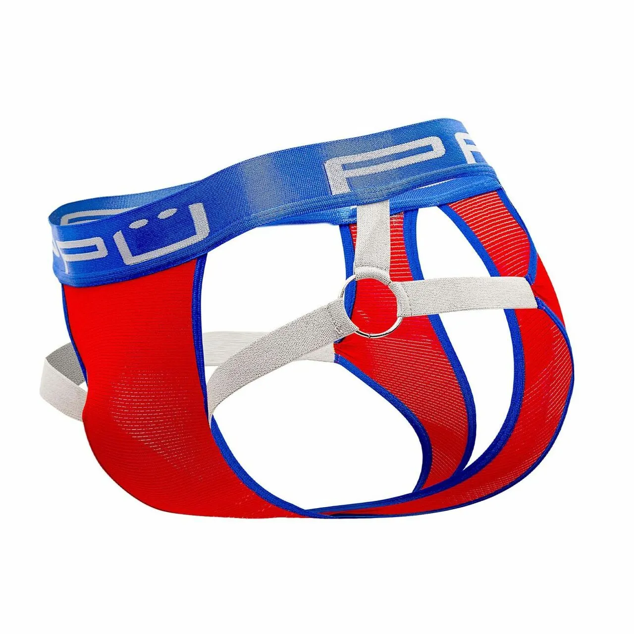 SALE - Mens PPU Underwear Strap Jock Strap with Metal Rings Red