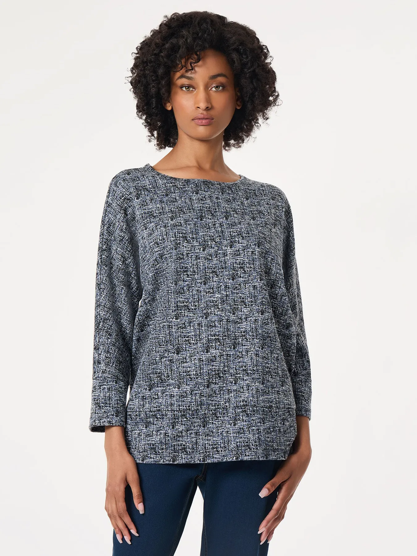 Seam Detail Dolman Tunic, Jacquard Knit