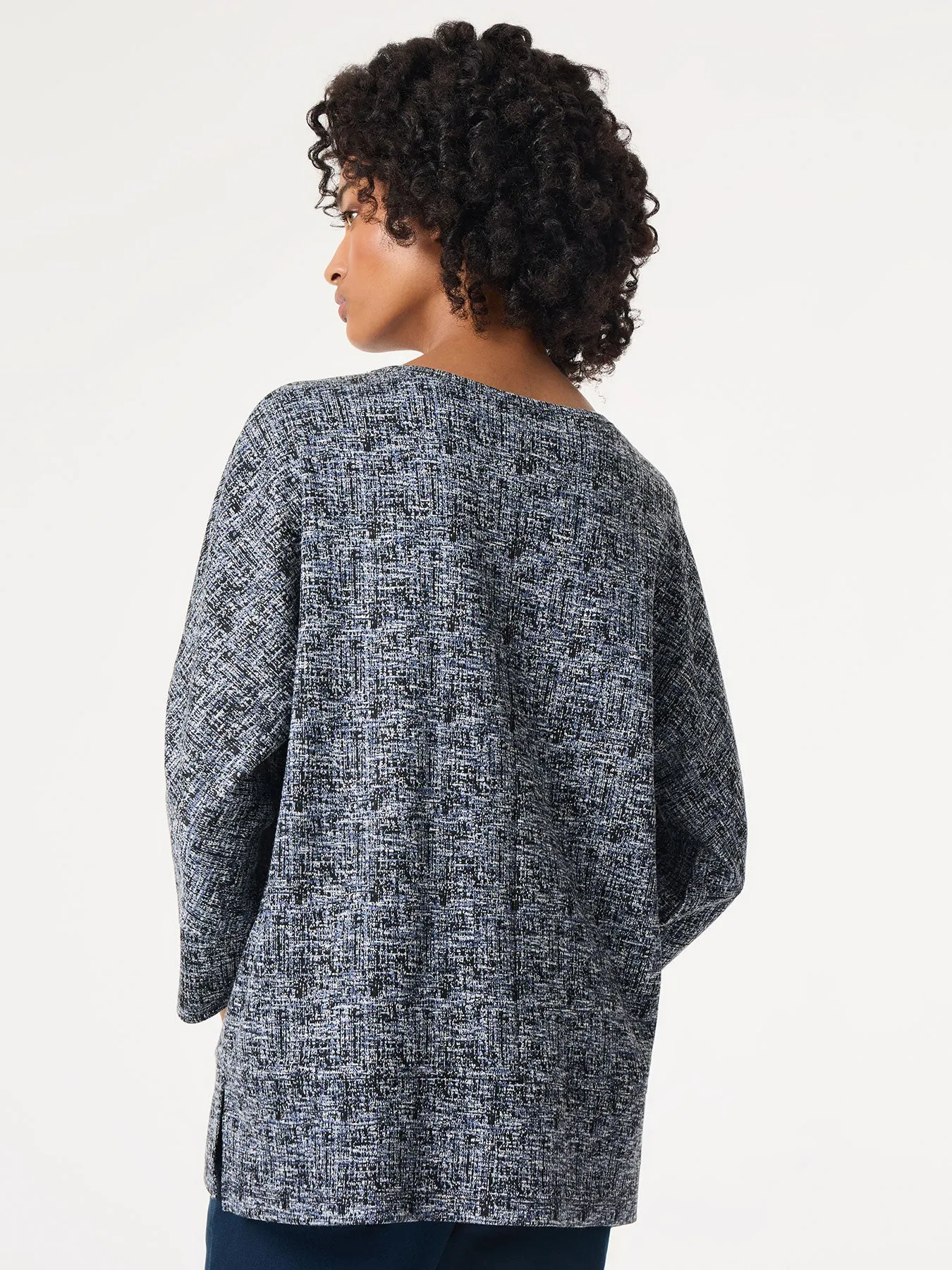 Seam Detail Dolman Tunic, Jacquard Knit