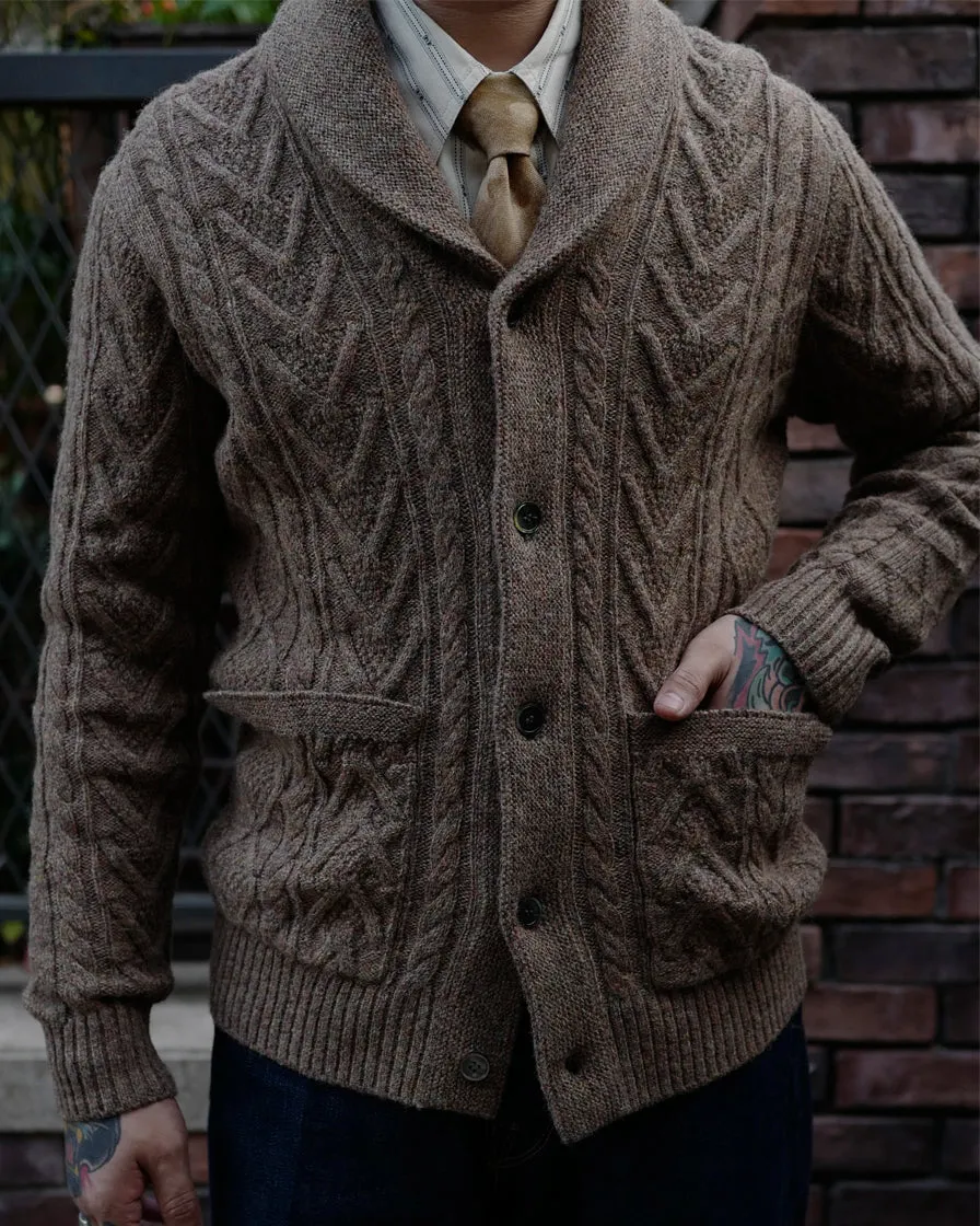 Shetland Wool Cable-knit Cardigan