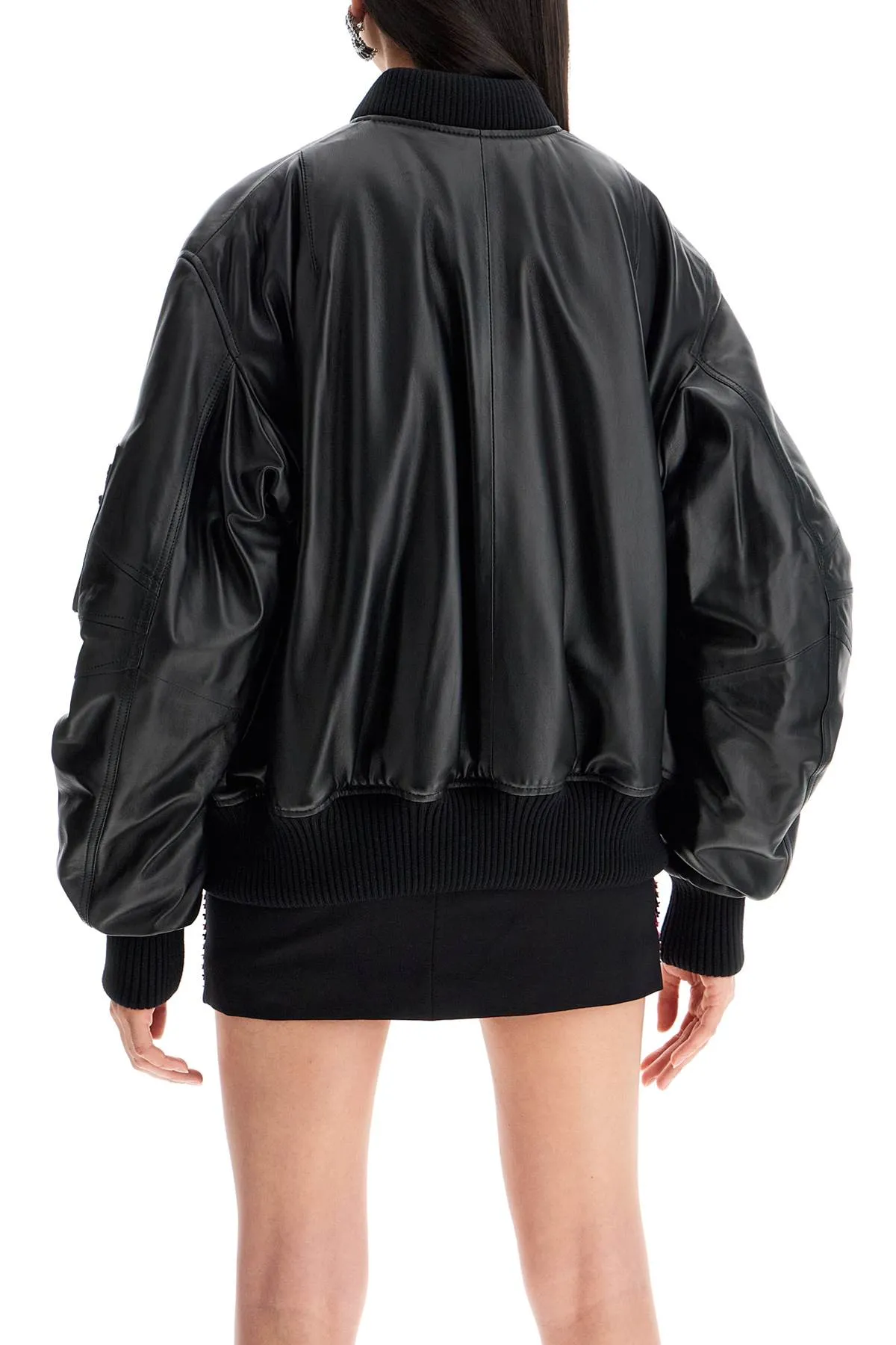 THE ATTICO anja leather bomber jacket