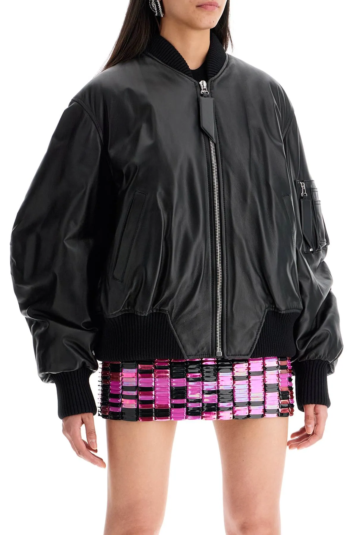 THE ATTICO anja leather bomber jacket