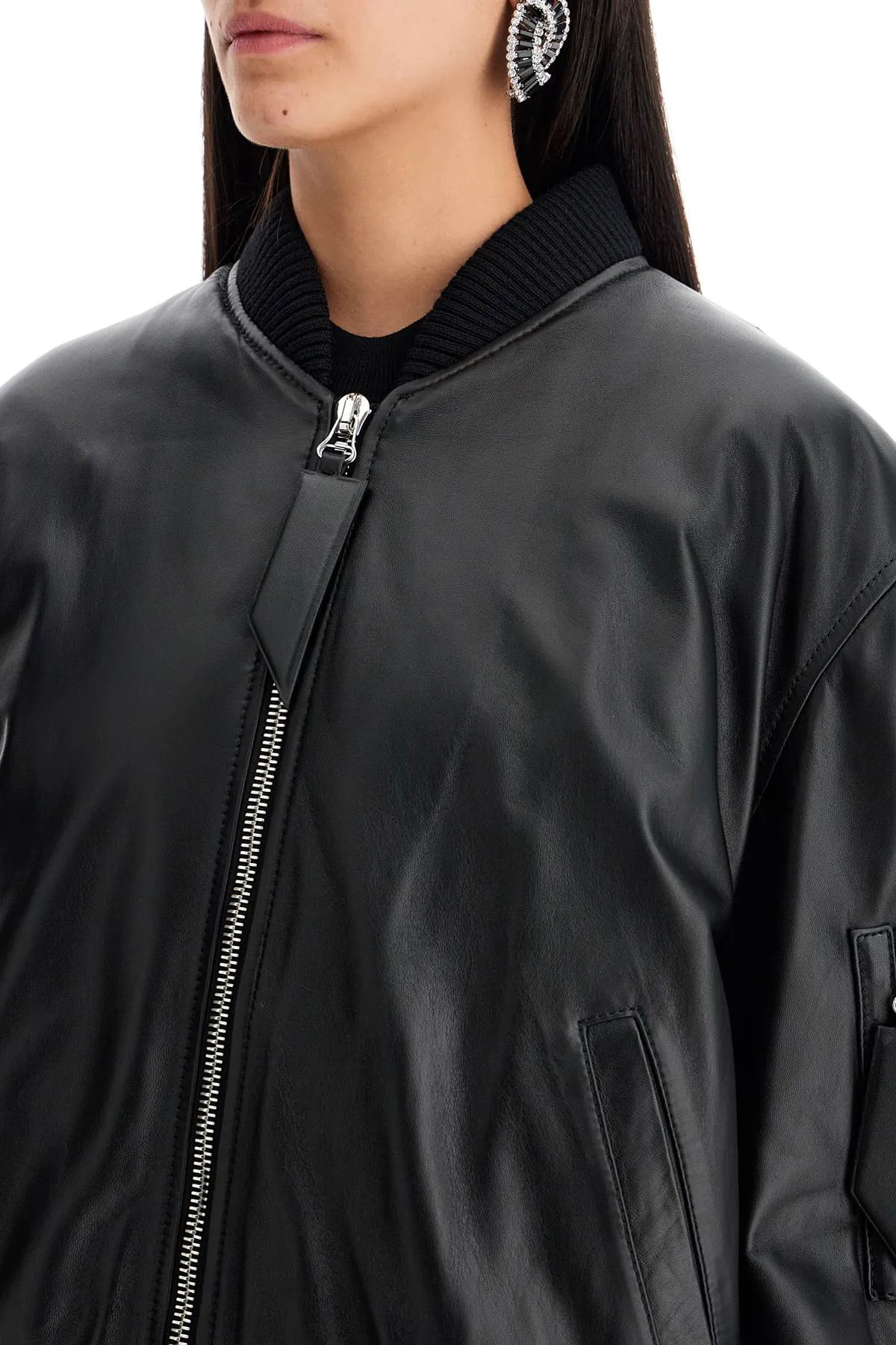 THE ATTICO anja leather bomber jacket