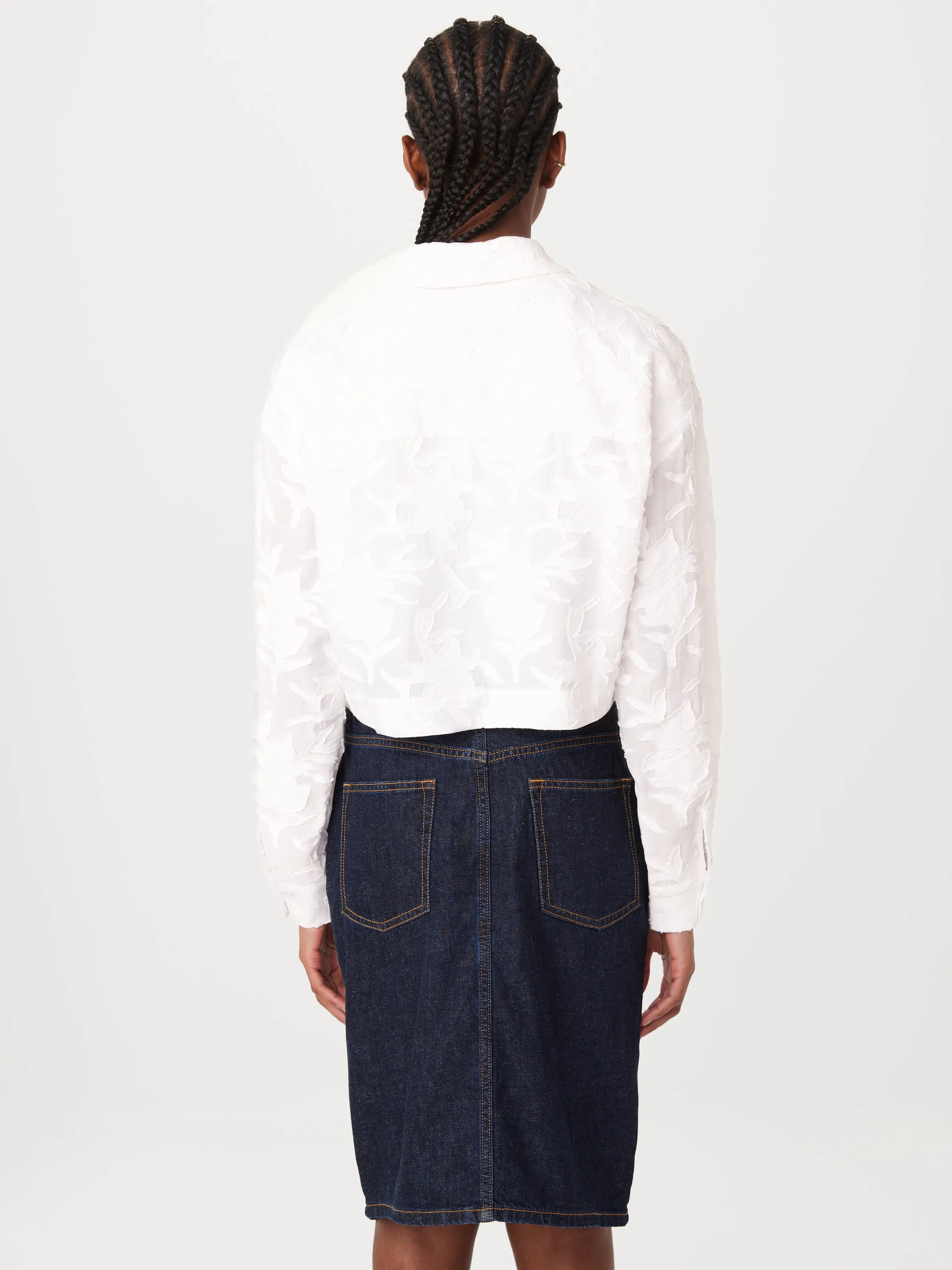 The Cropped Jacquard Shirt in White