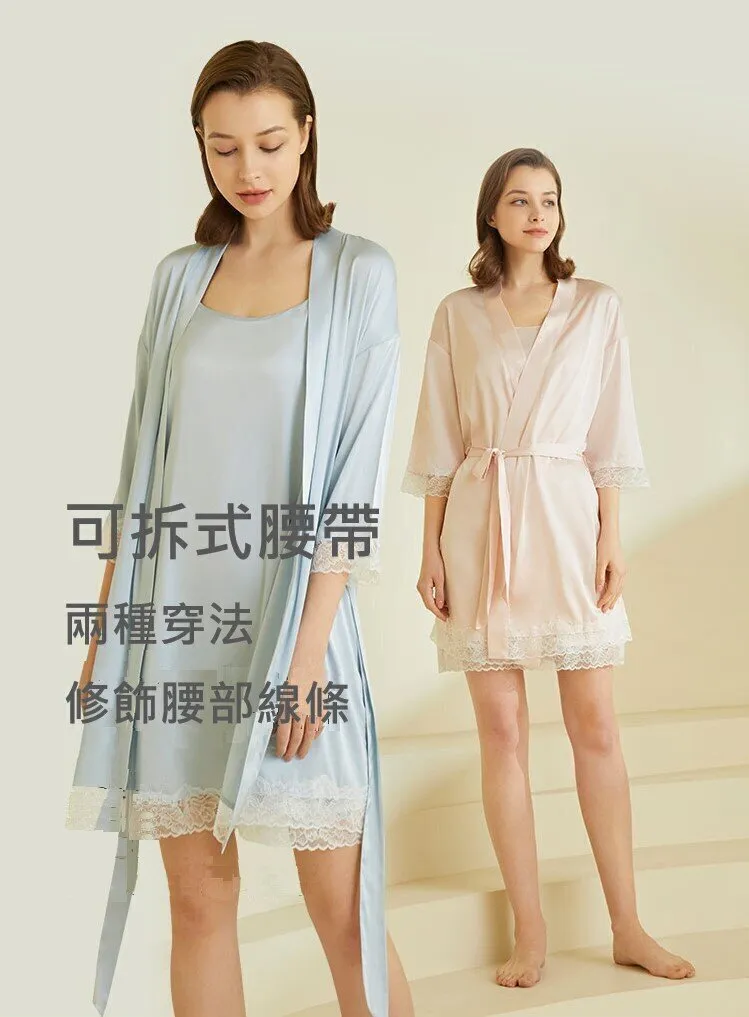 Women's Laced Chiffon Dressing Gown