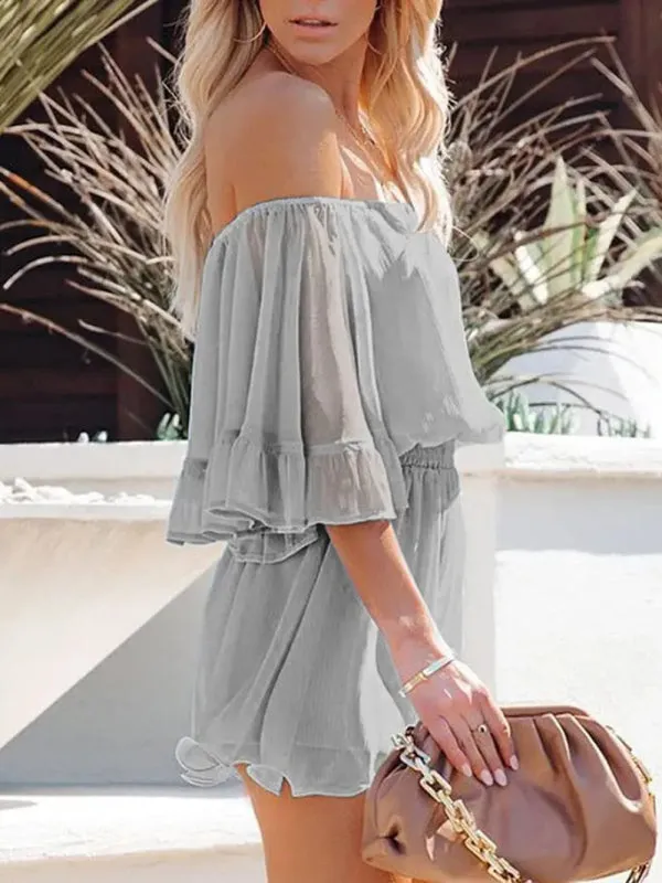 Women's Off The Shoulder Chiffon Flowy Playsuit