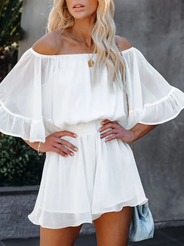 Women's Off The Shoulder Chiffon Flowy Playsuit