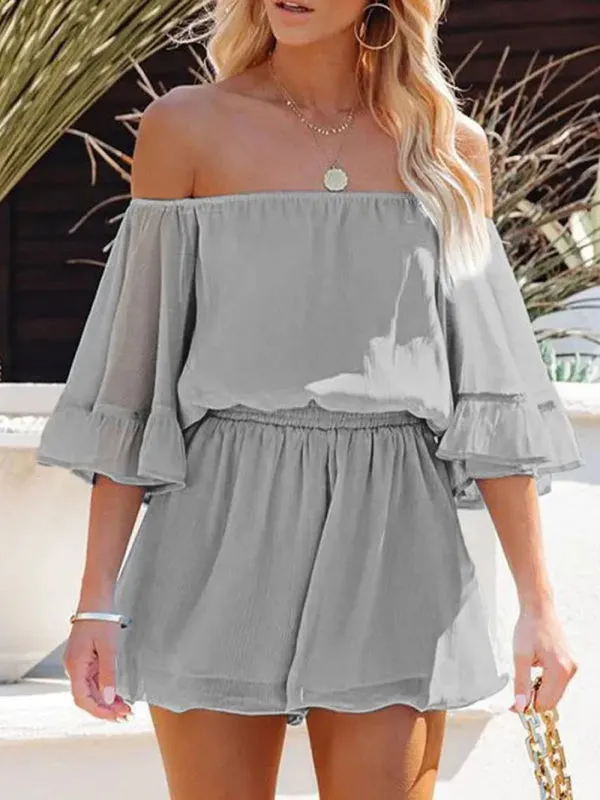 Women's Off The Shoulder Chiffon Flowy Playsuit