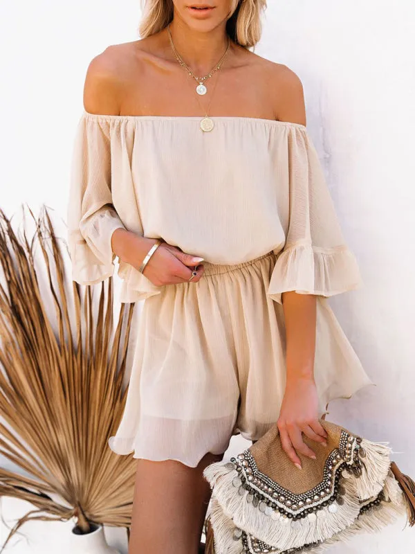 Women's Off The Shoulder Chiffon Flowy Playsuit